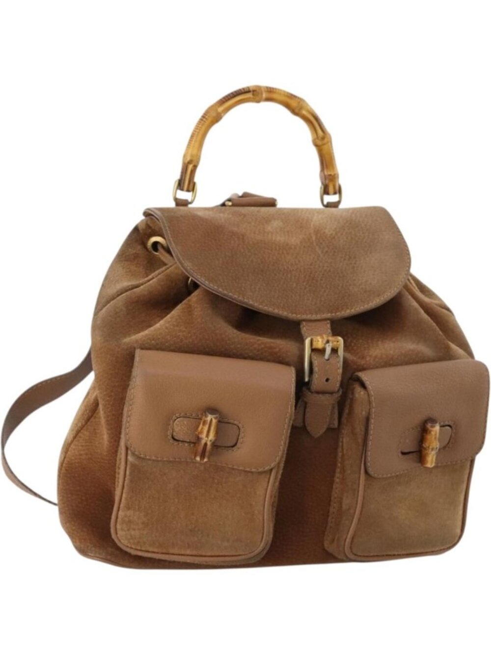 GUCCI Bamboo Backpack Suede Brown Gold 003 2058 0016